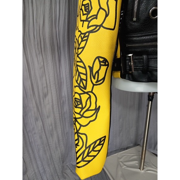 Azalea Wang Akira Yellow Black Studded Colorblock Longsleeve Jacket Size Small - Picture 6 of 16